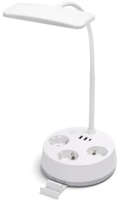 Aigostar - Lampada da tavolo dimmerabile a LED con prese elettriche integrate e porta USB LED/4,6W/230V bianca