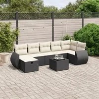 Set Divani da Giardino con Cuscini 8 pz Nero in Polyrattan 3264132