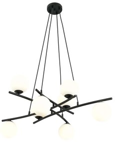 Lampadario Moderno Cadmo Acciaio Nero Bianco 8 Luci E14 Ip20