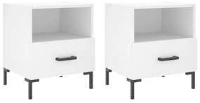 Comodini 2 pz Bianchi 40x35x47,5 cm in Legno Multistrato