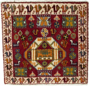 Shiraz Tappeto 50 x 50 Rosso (Iran) Annodato A Mano