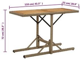 Tavolo da Giardino Beige Legno Massello di Acacia e Polyrattan