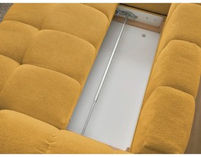 Divano angolare color senape allungabile e con contenitore (penisola a sinistra/a L) con rivestimento in ciniglia Everest – Bobochic Paris