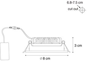 Faretto da incasso bianco orientabile 8,2 cm con LED dimmerabile IP54 ultra sottile - Pupil