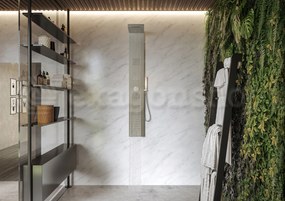 Pannello doccia 150 cm termostatico idromassaggio con soffione effetto cascata doccetta e flessibile 150 cm cromo Quadro