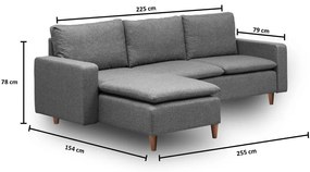 Divano angolare grigio (angolo sinistro) Lungo - Balcab Home