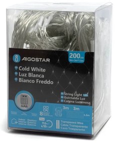 Aigostar - Catena LED natalizia da esterno 200xLED/8 funzioni 6x1,5m IP44 bianco freddo