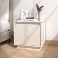 Comodino Bianco 40x30x40 cm in Legno Massello di Pino cod mxl 30775