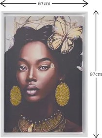 Quadro su tela con cornice moderno 67x97 cm con ritratto di donna africana