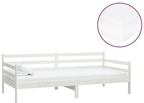 Divano Letto con Materasso 90x200 cm Bianco in Legno di Pino