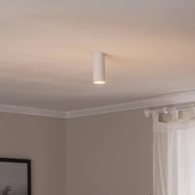 EMIBIG LIGHTING Tecno 1S, faretto da soffitto, acciaio, GU10, altezza 15 cm, bianco