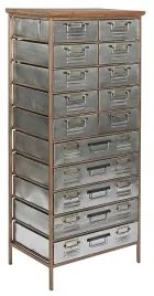 Cassettiera Home ESPRIT Marrone Grigio Argentato Naturale Metallo Abete Loft 53,5 x 33,5 x 120,5 cm