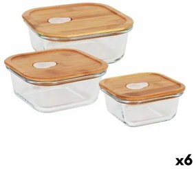 Set di 3 scatole porta pranzo Quttin Quadrato Bambù (6 Unità)