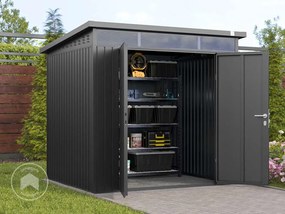 PRIMEYARD Casetta da giardino 210 x 180 cm, grigio ombra metallizzato - (GFPV00974)