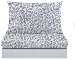 Completo letto singolo fiori azzurri in flanella