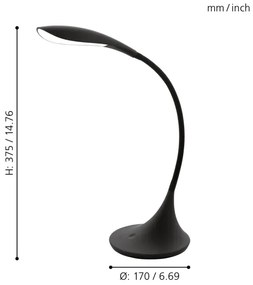 Eglo 94673 - Lampada LED da tavolo dimmerabile DambraA 1xLED/4,5W/230V nero