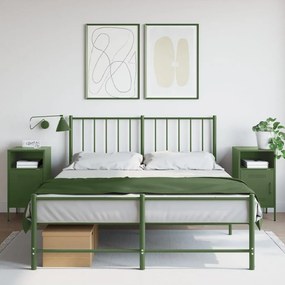 Comodini 2 Pz Verde Oliva 36x39x68 Cm İn Acciaio /
