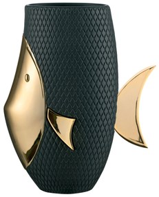 Bongelli preziosi Vaso alto a forma di pesce dal design moderno h 30 cm NERO ORO