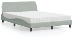 Letto Con Materasso Grigio Chiaro 140x200 Cm İn Velluto /