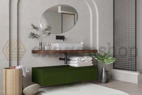 Mobile bagno tabacco verde opaco 120x50 Oasy un cassetto con top e lavabo rettangolare da appoggio