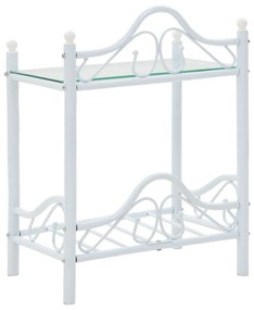 Comodini Set 2 pz Acciaio e Vetro Temperato 45x30,5x60cm Bianco