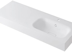 Lavabo integrale rettangolare vasca a destra L 120.5 x H 15 x P 46 cm in resina bianco opaco
