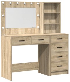 Set di toeletta da 2 pezzi con led in rovere sonoma in legno ingegnerizzato