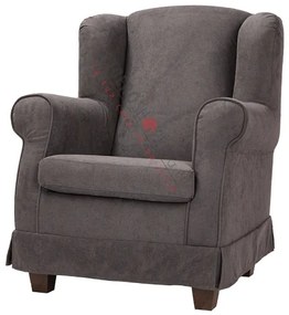 Poltrona imbottita BERGERE in tessuto sfoderabile Grigio