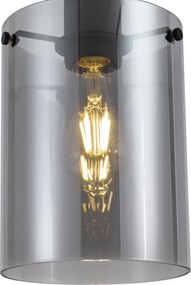 Lampada a sospensione di design nera con vetro fumé - Domo
