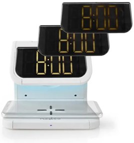 Nedis WCACQ10W1WT - LED RGB Orologio a sveglia con caricatore wireless LED/10W/5V bianco
