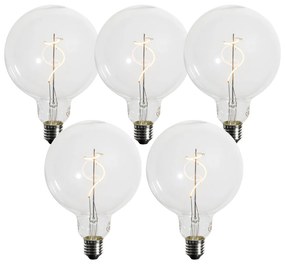 Set di 5 Lampadine LED E27 Dimmerabili a Filamento Spirale G125 4W 270LM 2200K