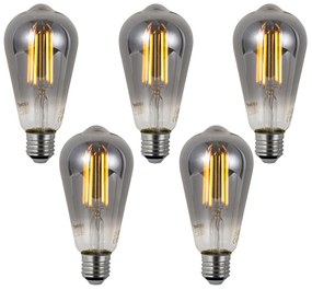 Set di 5 Lampadine LED dimmerabili intelligenti E27 ST64 Fumè 4,9W 150lm 1800K