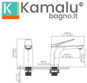 Kamalu - miscelatore lavabo a canna lunga in ottone con finitura gun metal | kam-l gun metal