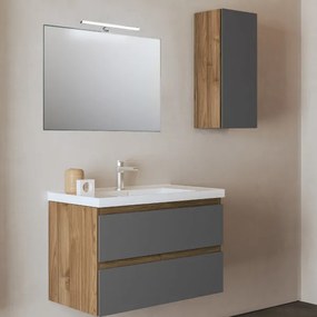 Mobile bagno sospeso base 2 cassetti 62 cm con lavabo GRACE4 Noce/Grafite Opaco