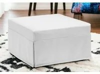 Letto pieghevole Ancilla, Pouf trasformabile in letto singolo, 100% Made in Italy, Pouf in tessuto da soggiorno, cm 80x80h45, Bianco