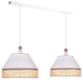 Duolla - Lampadario a sospensione con filo AVIGNON 2xE27/15W/230V bianco/rattan