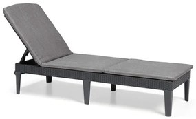 Lettino Prendisole In Resina Effetto Rattan Intrecciato Con Cuscino Jaipur Allibert Graphite