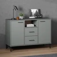 Credenza Gambe Metallo Grigio 113x40x77 cm Legno Massello OSLO