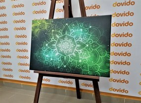 Quadro su tela – Mandala con sfondo galattico in sfumature di verde