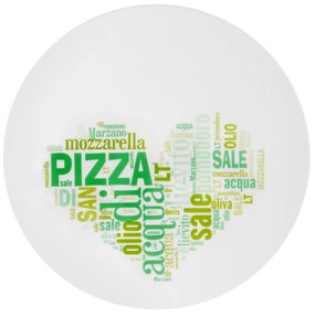 Piatto I love pizza Green Ronda in vetro temperato, da 33 cm