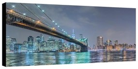 Stampa su tela Ponte Brooklyn illuminato1, multicolore 190 x 90 cm