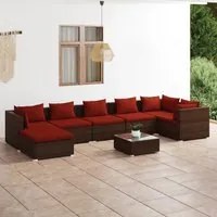 Set Divani da Giardino 8 pz con Cuscini in Polyrattan Marrone cod mxl 38952