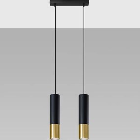 Sollux SL.0953 - Lampadario a sospensione con filo LOOPEZ 2xGU10/10W/230V nero/oro