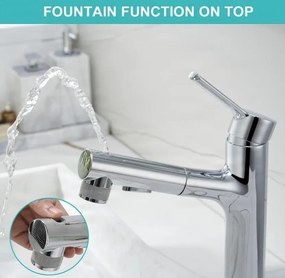 Rubinetto da bagno EYN IZK1444 con doccetta estraibile, in cromo o nero opaco — Cromo — Bassa