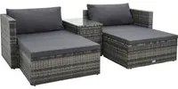 Set Divani da Giardino 5 pz con Cuscini in Polyrattan Grigio cod mxl 46344