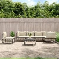 Set Divani da Giardino 7 pz con Cuscini Antracite in Polyrattan 3186766