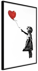 Poster  Banksy bimba con Palloncino Cuore  Cornice Quadri Cornice nera, Larghezza x Altezza Home decor 30x45