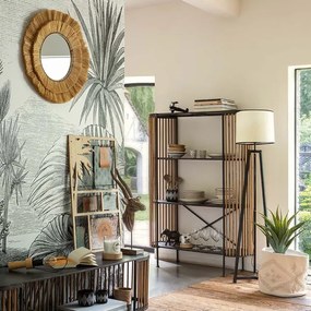 Atmosphera - Specchio da parete ALBA diametro 57 cm bastone di rafia