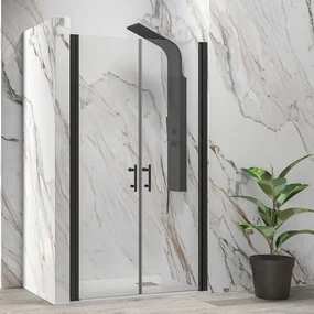 Kamalu - Porta doccia saloon 85-90 cm profili neri altezza 200h | KSAL2800AN