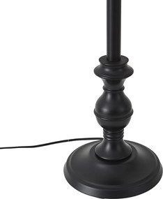 Lampada da terra nera con paralume floreale e interno bianco 45cm - Classico